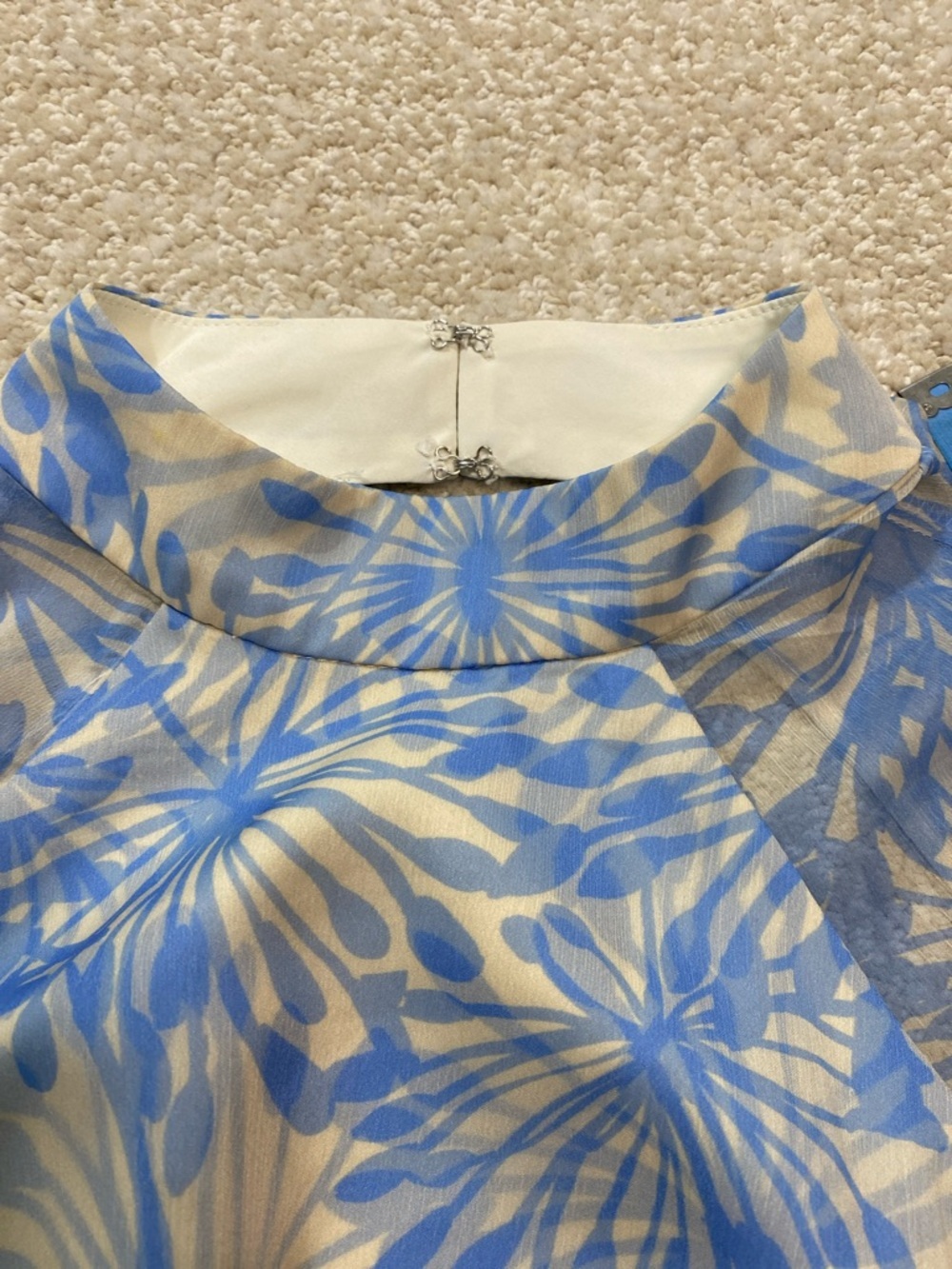 Amanda Uprichard Light Blue Floral Sheer Tie-Waist Crop Top Size S - Picture 15 of 16